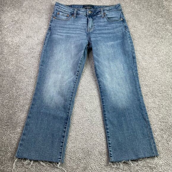 Aeropostale Denim - Aeropostale Jeans Women’s 8 Blue Crop Boot Mid-Rise Medium Wash Raw Hem
